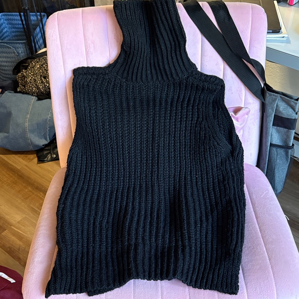 H&M Black Ribbed Cowl Neck Sweater